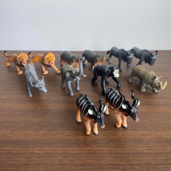 90s T.M. Wild Animal Hard Plastic Toy Lot - Picture 1 of 10